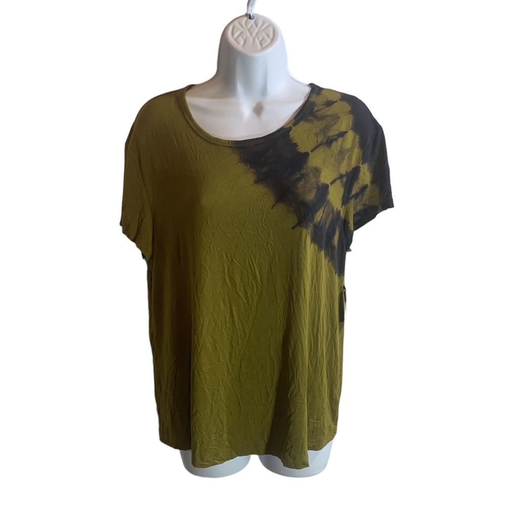 Joy Lab Short Sleeve Top TShirt Army Green Tie Dye Open Back Size Small JoyLab
